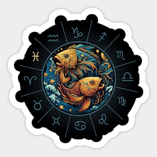 ZODIAC Pisces - Astrological PISCES - PISCES - ZODIAC sign - Van Gogh style - 3 Sticker